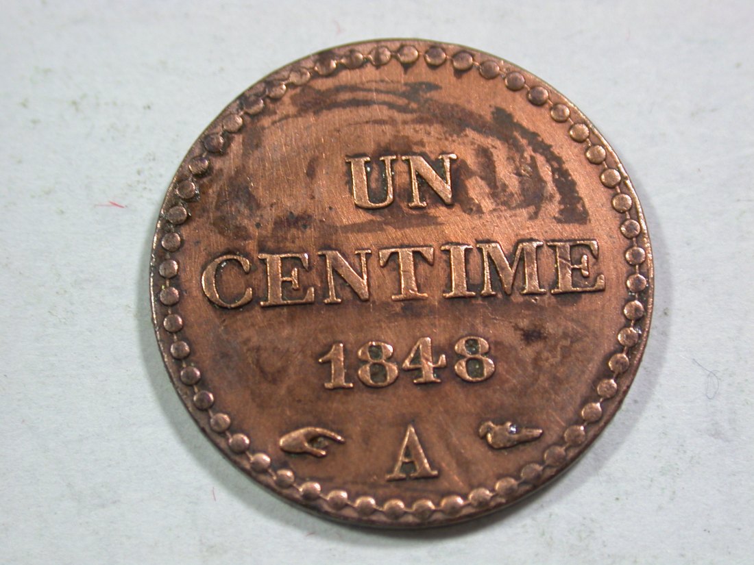  B14 Frankreich  1 Centime 1848 A in ss-vz  Originalbilder   