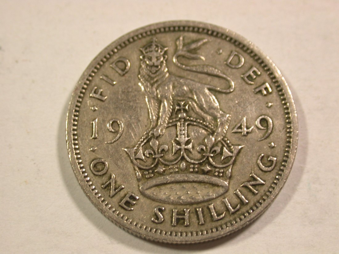 B14 Großbritannien 1 Shilling 1949 in ss Originalbilder