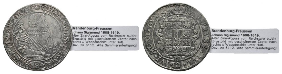  Brandenburg-Preußen, alter Zinnabguß vom Reichstaler o.J. -Fälschung-   