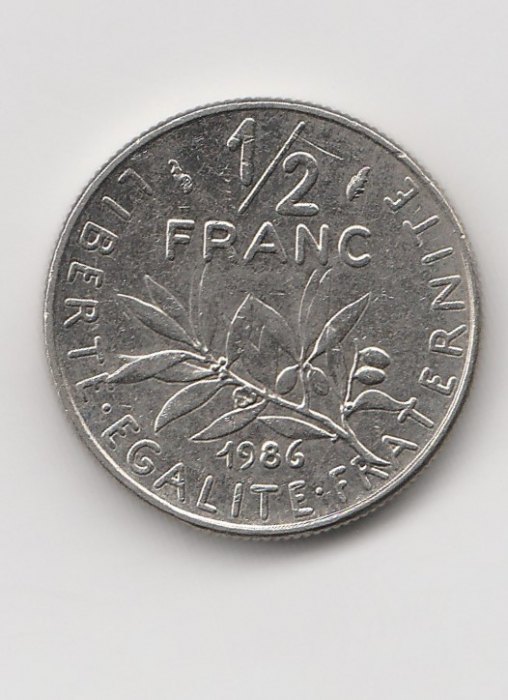  Frankreich 1/2 Franc 1986  (B982)   