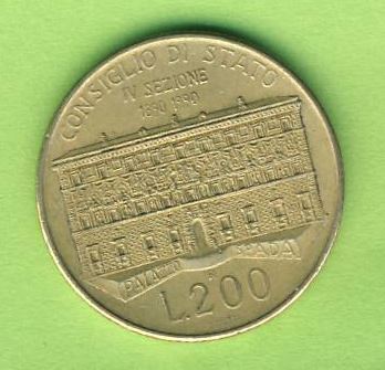  Italien 200 Lire 1990 Sondermünze 100.Jahre Verwaltungsgericht   