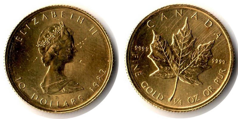 Kanada MM-Frankfurt Feingewicht: 7,78g Gold 10 Dollar 1982 sehr schön/vorzüglich