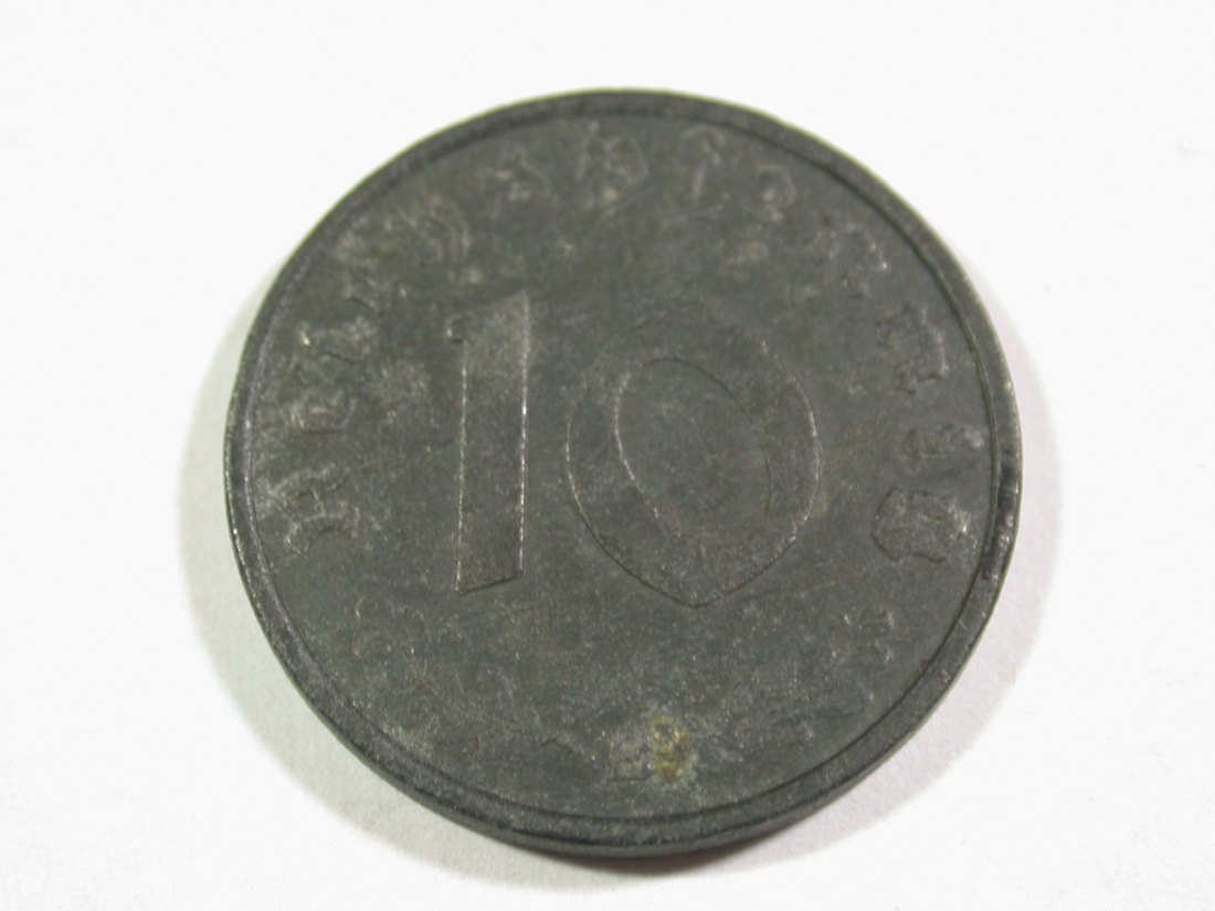  B15 3.Reich  10 Pfennig 1943 B rauher Schrötling, sonst unc!  Originalbilder   