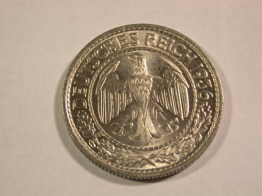  B15 Weimar  50 Pfennig Nickel  1936 D in f.ST !! Druckstelle  Originalbilder   