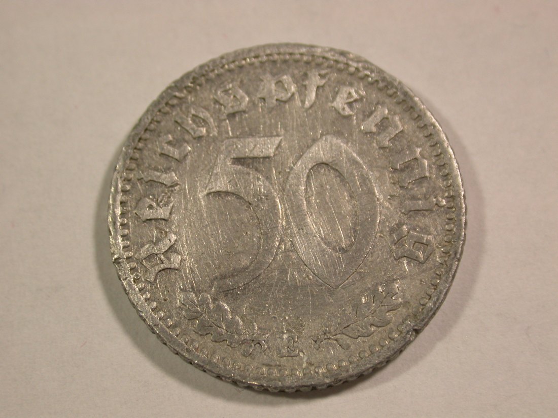  B15 3.Reich 50 Pfennig Alu  1935 E in ss/ss+ Originalbilder   