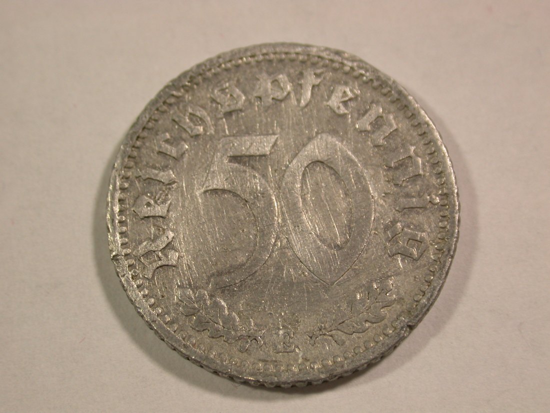 B15 3.Reich 50 Pfennig Alu 1935 E in ss/ss+ Originalbilder
