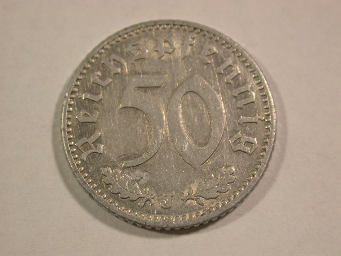  B15 3.Reich 50 Pfennig Alu  1935 J in sehr schön+ Originalbilder   