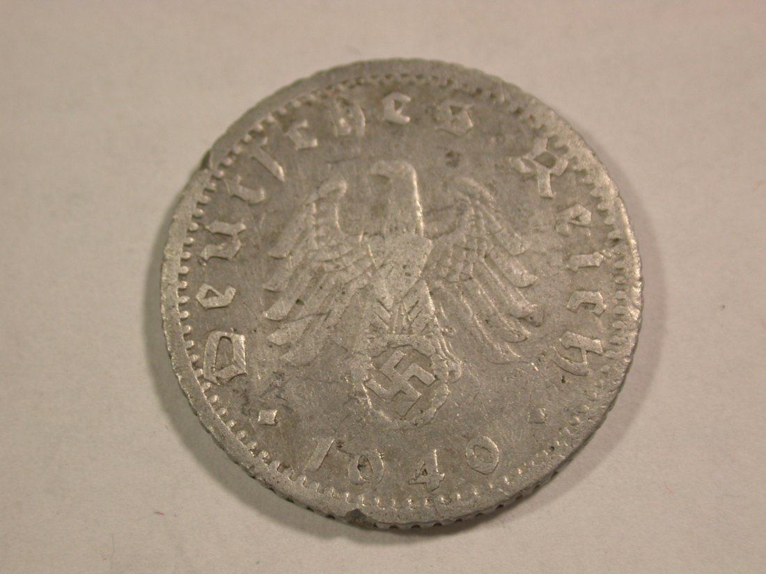  B15 3.Reich 50 Pfennig Alu  1940 F in fast sehr schön  Originalbilder   