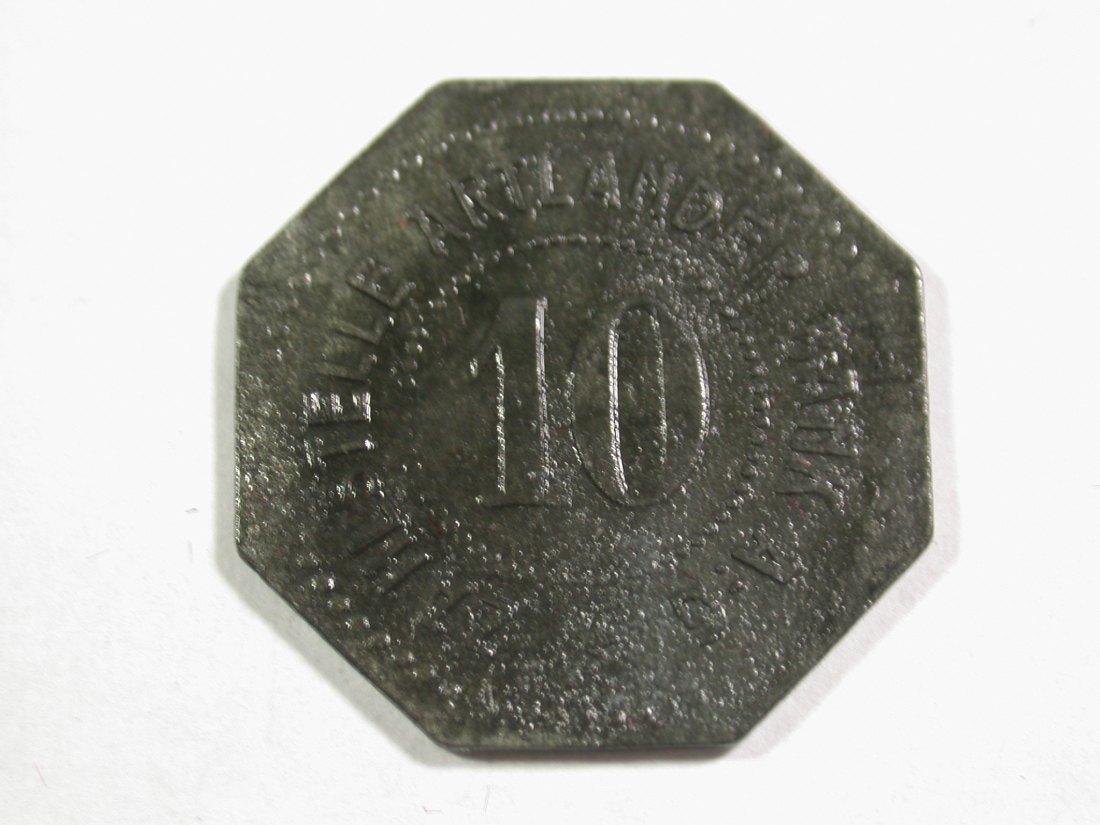 B16 Quakenbrück 10 Pfennig 1917 in Zink achteckig in ss/ss+ Originalbilder