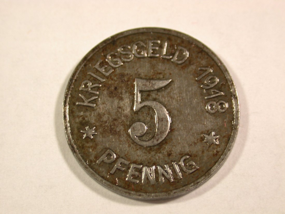 B16 Siegen 5 Pfennig 1918 Eisen in ss+ Originalbilder