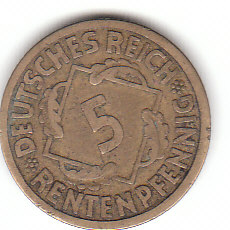Deutschland (C194)b. 5 Rentenpfennig 1924 A siehe scan