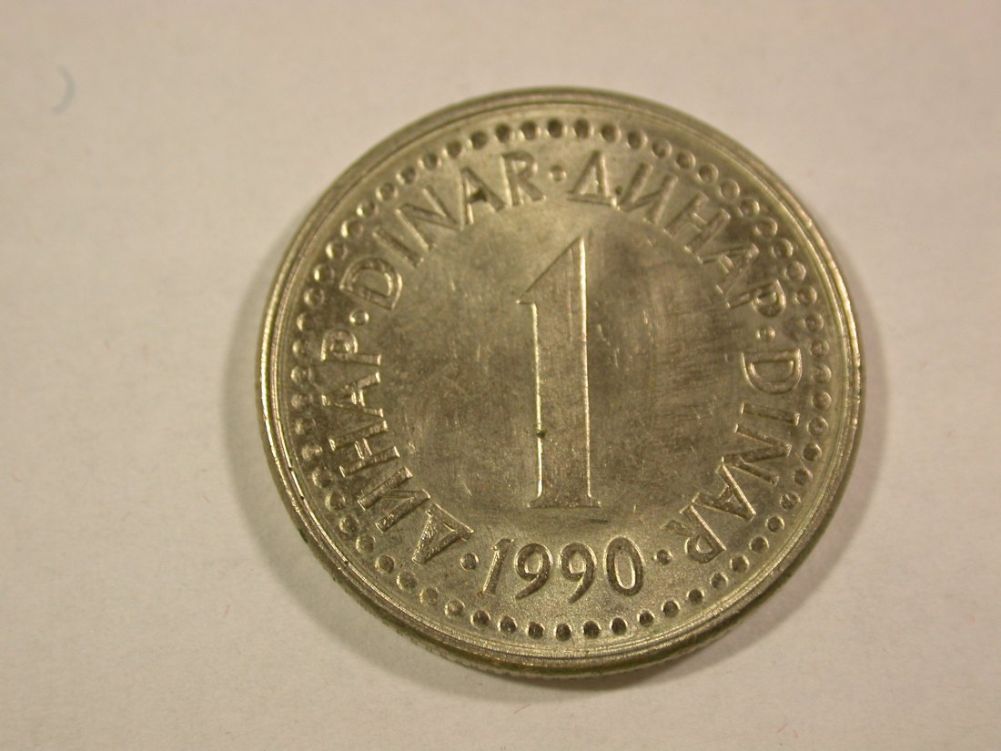 B44 Jugoslawien 1 Dinar 1990 in vz-st Originalbilder