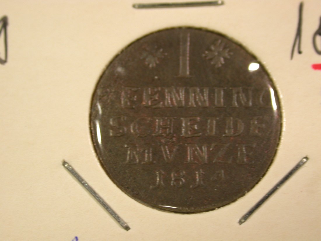 B44 Braunschweig 1 Pfennig 1814 in ss+/ss-vz Originalbilder