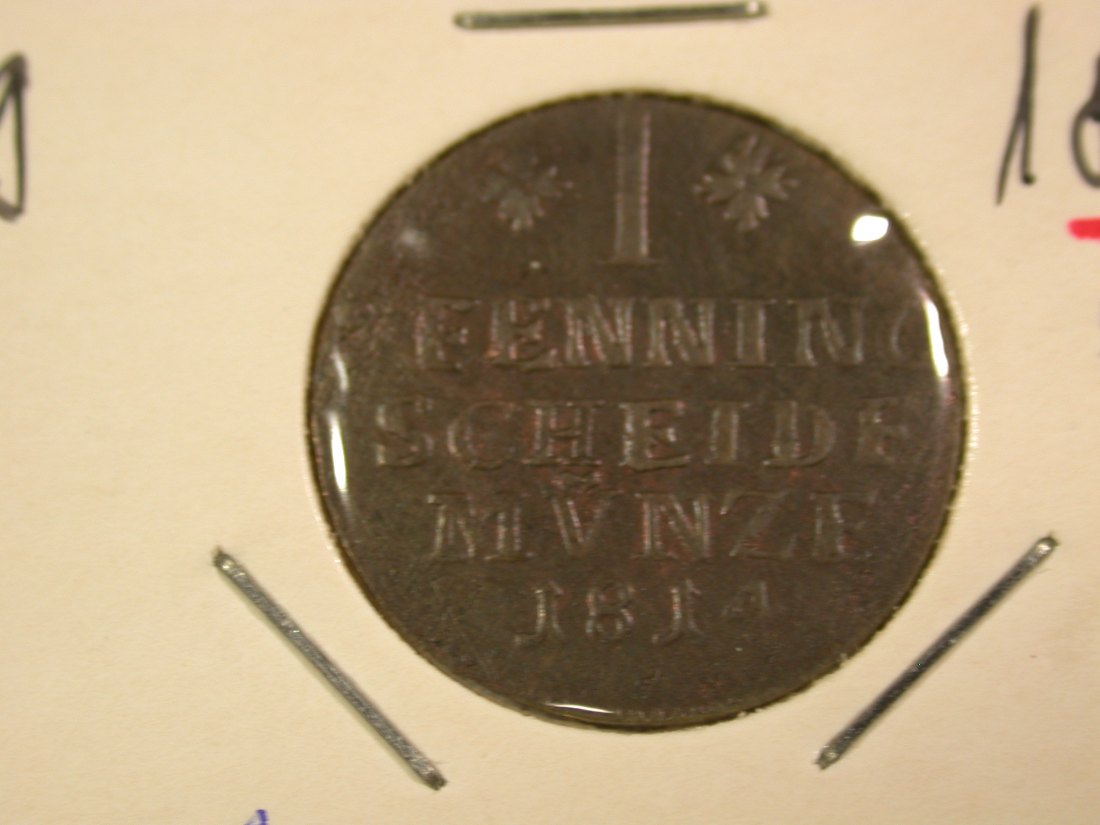  B44 Braunschweig  1 Pfennig 1814 in ss+/ss-vz  Originalbilder   