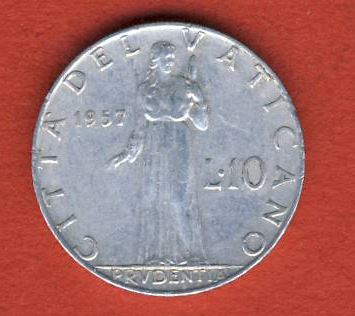  Vatikan 10 Lire 1957   