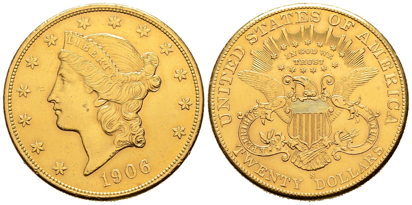 PEUS 7916 USA 30,1 g Feingold. Coronet Head 20 Dollars GOLD 1906 S Sehr schön