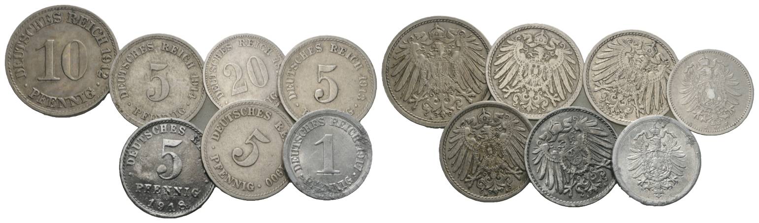  Deutsches Reich, 7 Kleinmünzen   