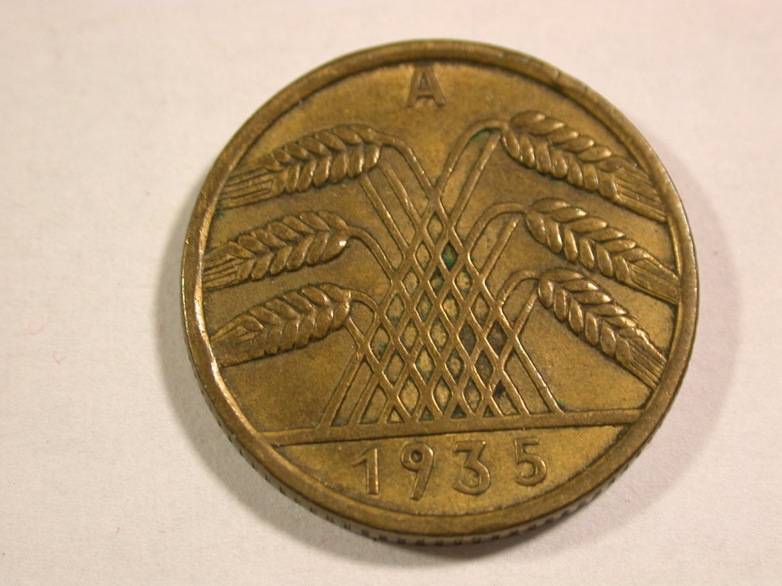  B45 Weimar  10 Reichs Pfennig 1935 A in ss-vz Originalbilder   