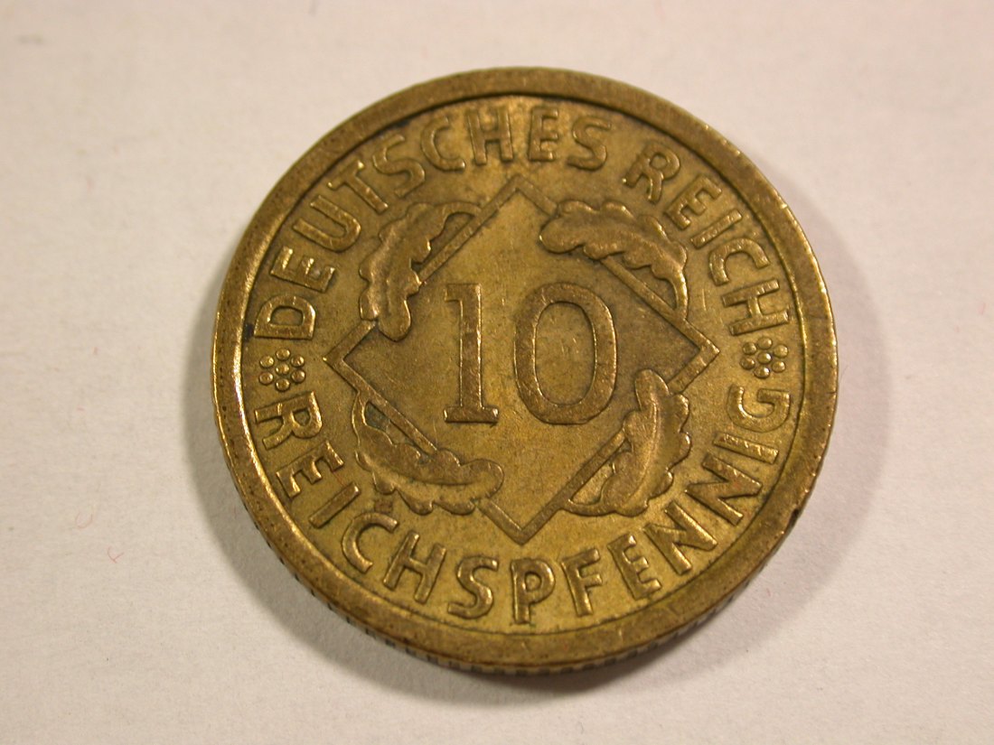 B45 Weimar 10 Reichs Pfennig 1936 A in f.vz Originalbilder