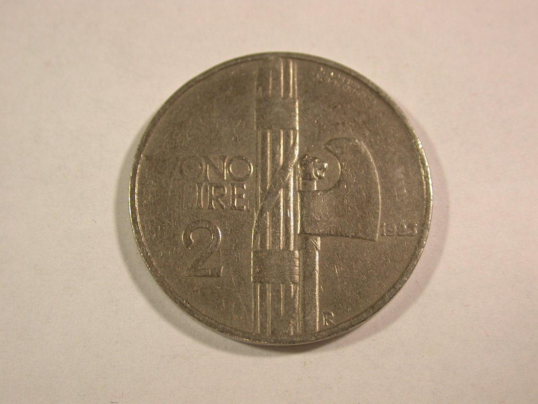 B45 Italien 2 Lire 1923 in ss Originalbilder