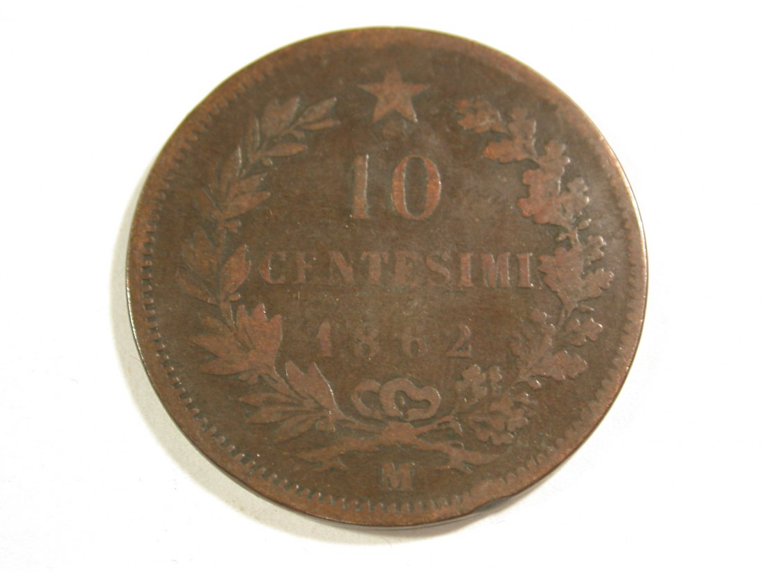  B45 Italien 10 Centesimi 1862 in s-ss  Originalbilder   