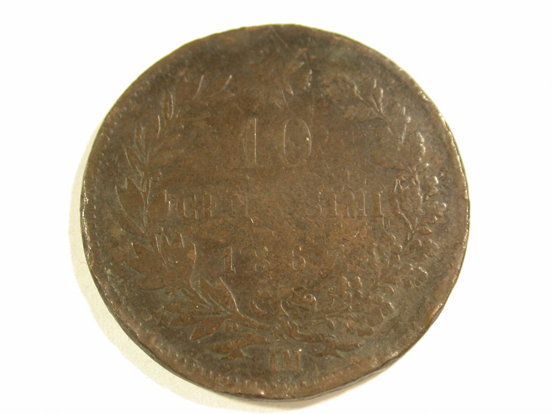  B45 Italien 10 Centesimi 1867 in s-ss   Originalbilder   