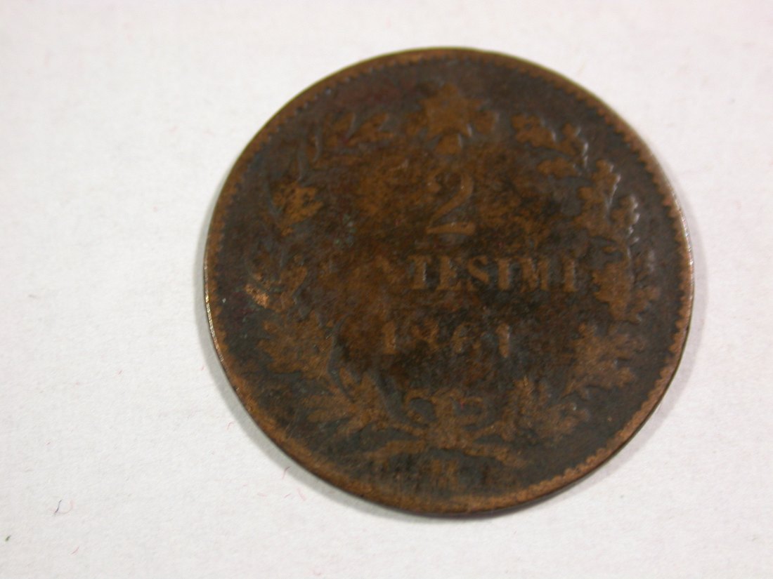B45 Italien 2 Centesimi 1861 in f.schön Selten !! Originalbilder