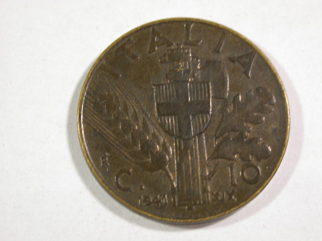 B45 Italien 10 Centesimi 1941 in ss/ss+ Originalbilder