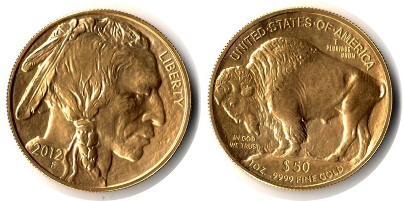 USA MM-Frankfurt  Feingewicht: 31,1g Gold 50 Dollars (Buffalo) 2012 stempelglanz