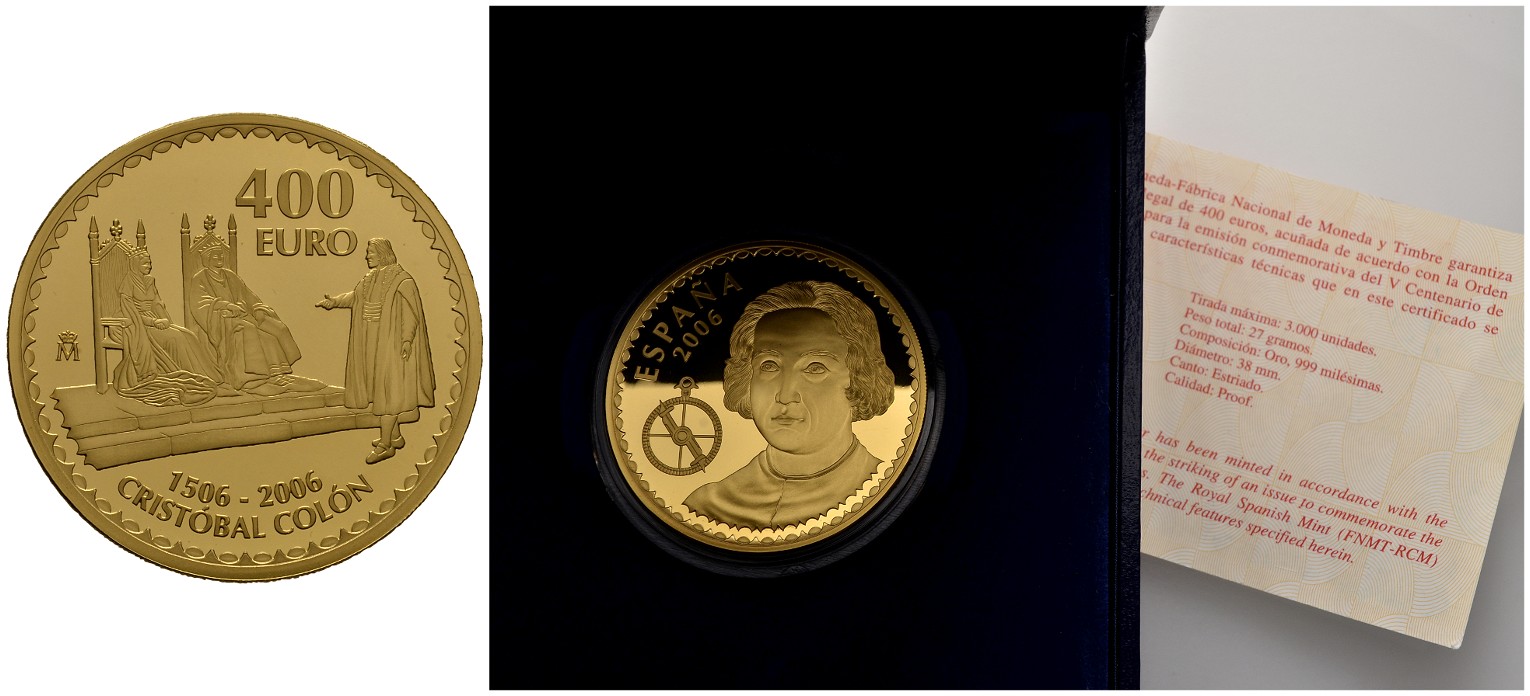 PEUS 8003 Spanien 26,97 g Feingold. Christoph Kolumbus. Nur 3.000 Exemplare 400 Euro GOLD 2006 Proof