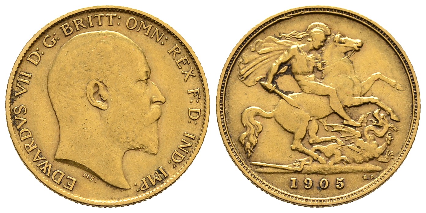 PEUS 8008 Großbritannien 3,66 g Feingold. Eduard (1901 - 1910) 1/2 Sovereign GOLD 1905 Sehr schön -