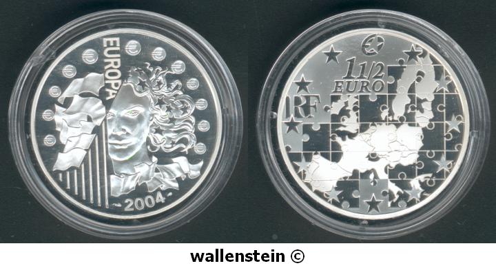 Frankreich 1 1/2 Euro 2003 EU-Erweiterung, 22,2g Silber, PP