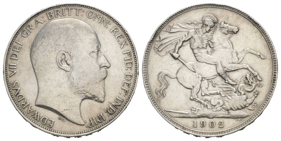  Großbritannien, Crown 1902, Silber, 28,18 g   