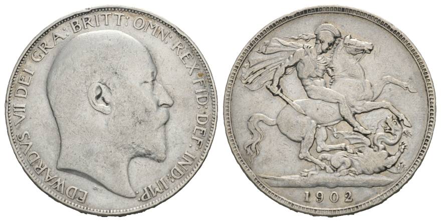  Großbritannien, Crown 1902, Silber, 27,95 g   