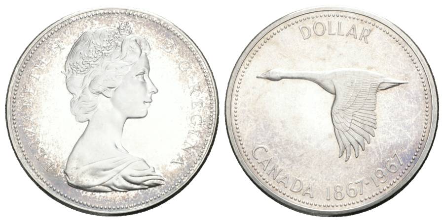  Canada, Dollar 1967, AG; 23,26 g   