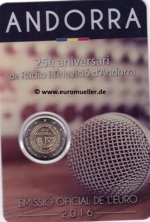Andorra ...2 Euro Gedenkmünze 2016...bu...Coincard...Rundfunk   