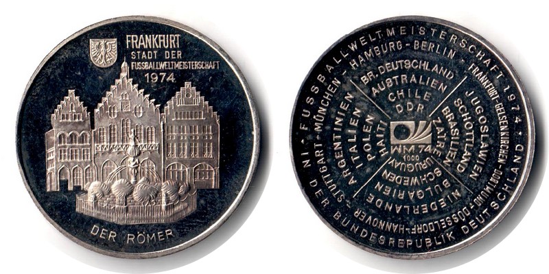 Deutschland Medaille  1974  FM-Frankfurt Feingewicht: 9,38g Silber vz aus pp  Frankfurt   