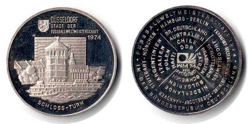  Deutschland Medaille  1974  FM-Frankfurt Feingewicht: 9,38g Silber vorzüglich Düsseldorf   