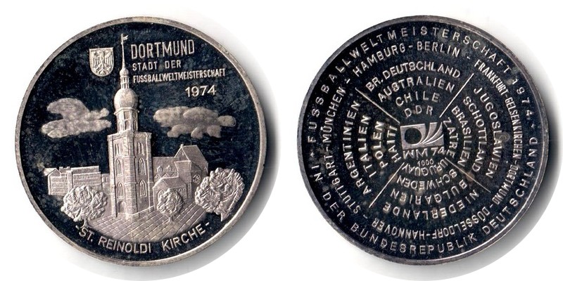  Deutschland Medaille  1974  FM-Frankfurt Feingewicht: 9,38g Silber vorzüglich Dortmund   