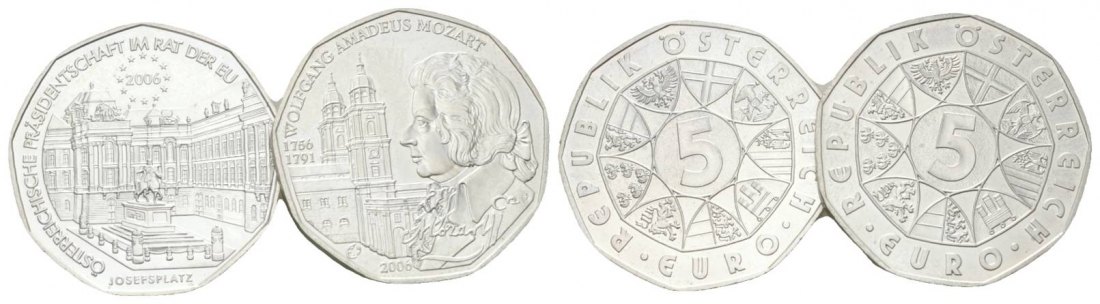  Österreich, 2 Gedenkmünzen, 5 Euro 2006   