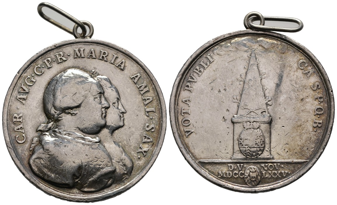 PEUS 8042 Pfalz-Birkenfeld-Zweibrücken Hessische Tapferkeitsmedaille Silbermedaille 1775 Gehenkelt, fast Sehr schön