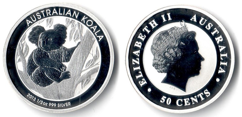  Australien  50 Cents  Koala  2013  FM-Frankfurt  Feingewicht: 15,55g Silber  PP   