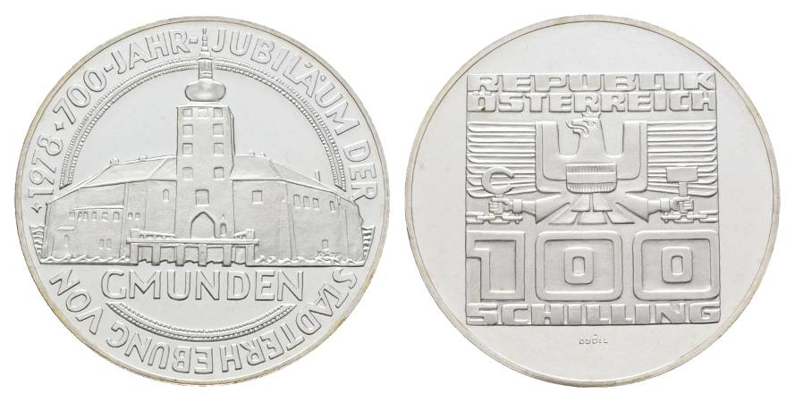  Österreich 100 Schilling 1978 - 700 Jahre Stadterhebung Gmunden PP, AG   