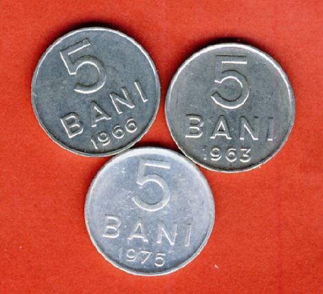  Rumänien 5 Bani Lot 1963,1966 + 1975   