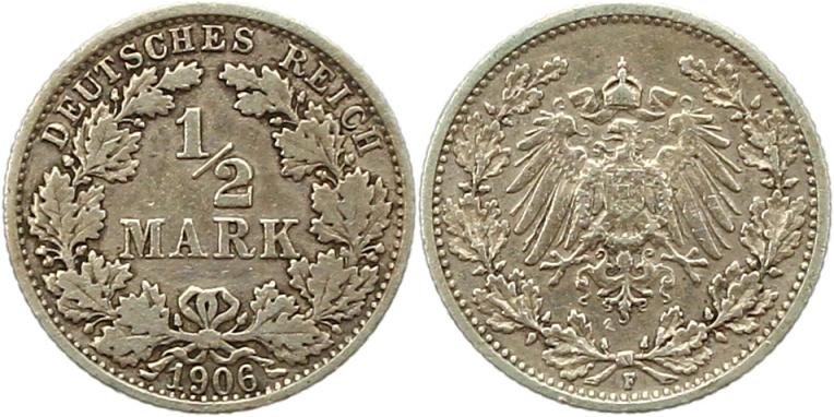  7883 Kaiserreich  1/2 Mark 1906 F   