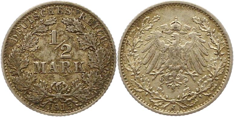  7890 Kaiserreich  1/2 Mark 1915 J   