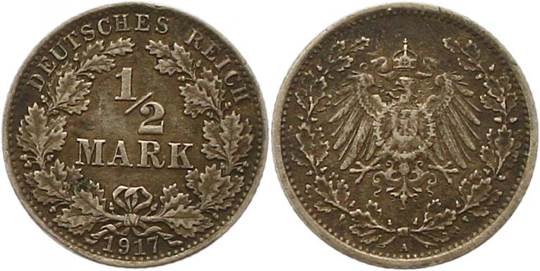  7892 Kaiserreich  1/2 Mark 1917 A   