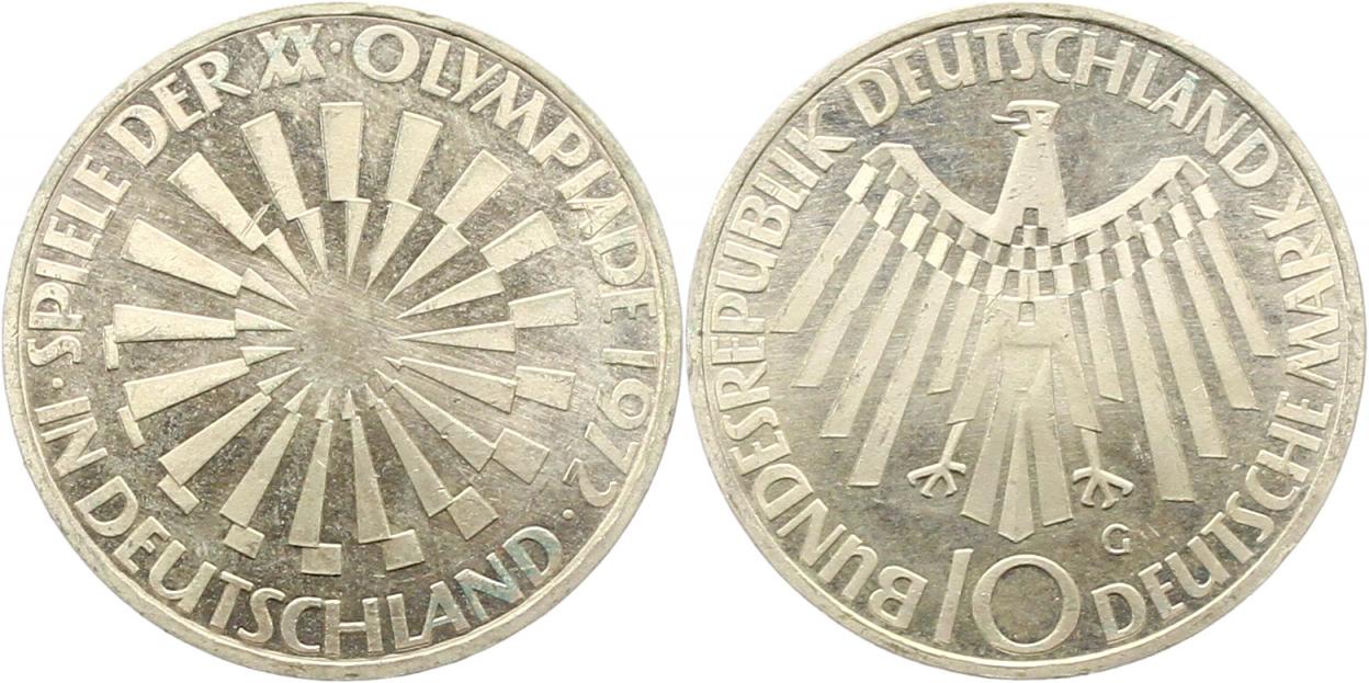  7905 10 Mark Olympiade 1972 G  9,69 Gramm Silber fein  vorzüglich   