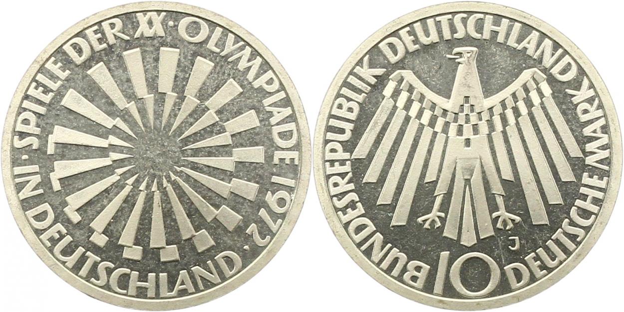  7907 10 Mark Olympiade 1972 J  9,69 Gramm Silber fein  vorzüglich   
