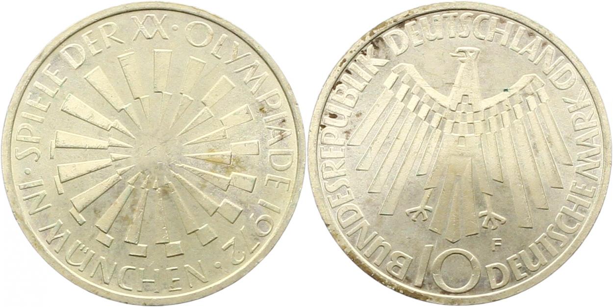  7911 10 Mark Olympiade 1972 München F  9,69 Gramm Silber fein  vorzüglich   